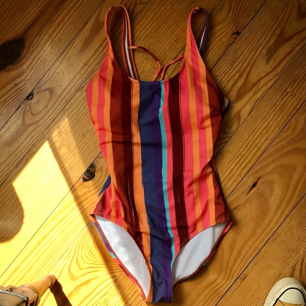 Stripped One Piece Bathing/Swim Suit